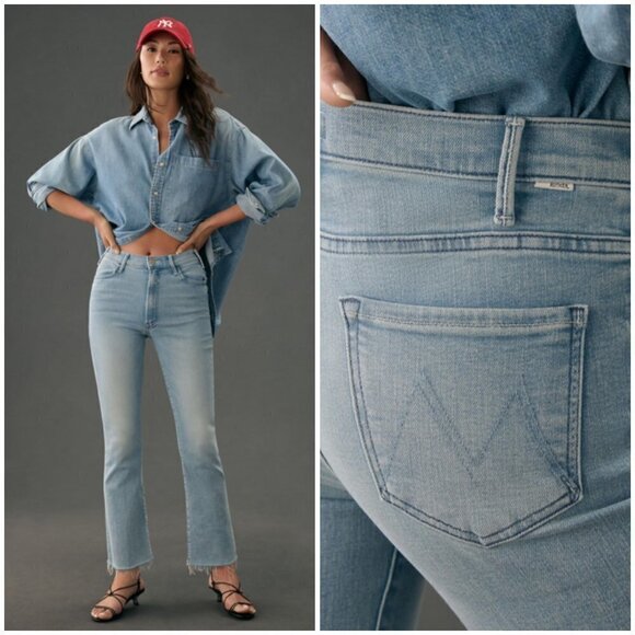 💕MOTHER💕 Hustler Ankle Fray Jeans w/ Mother Patch ~ Cutting Class Blue 27 NWT - Picture 9 of 16